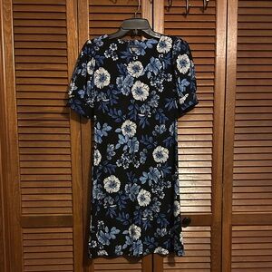 Tommy Hilfiger Navy & White Floral V-Neck A-Line Jersey Mini Dress | Size 4